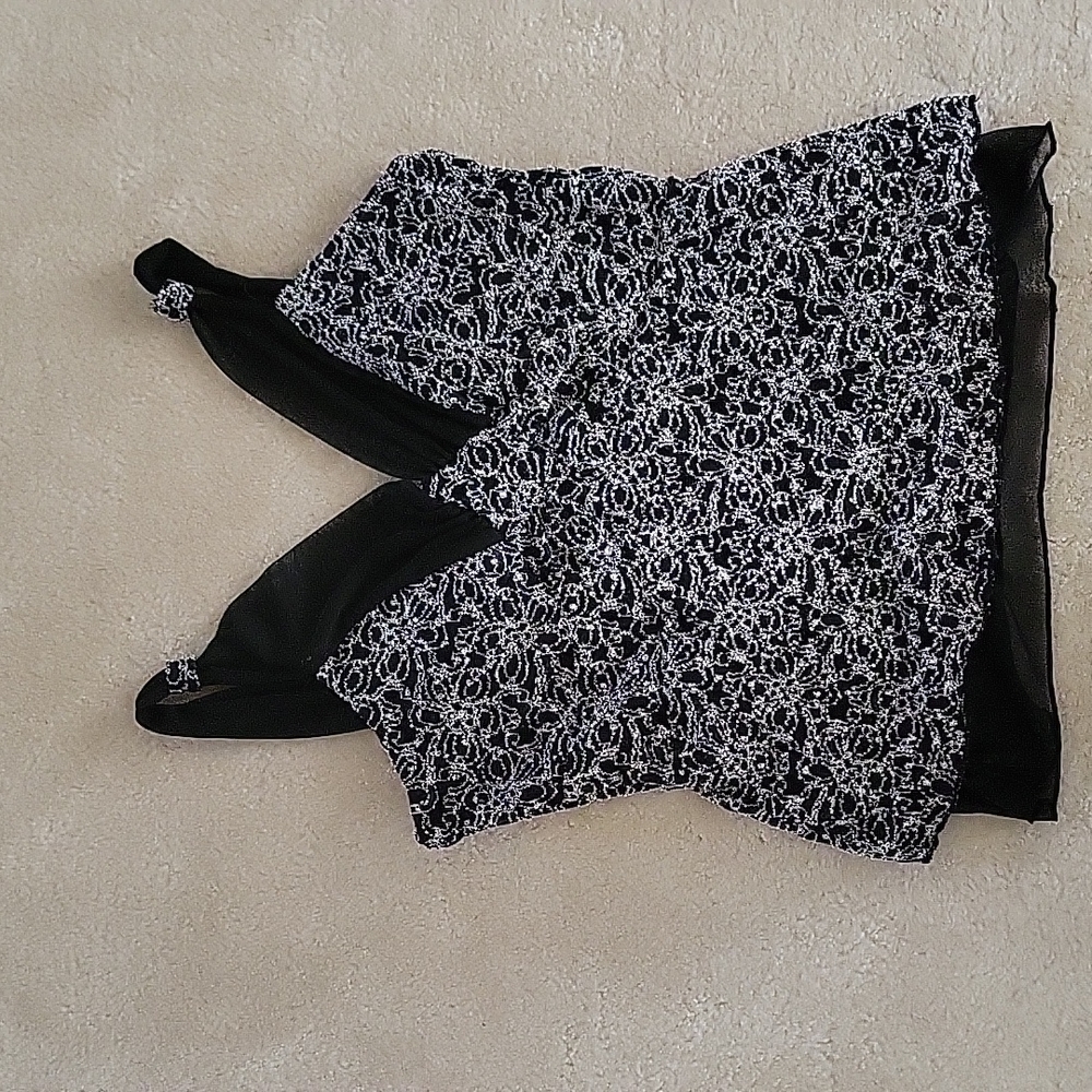 Shiny silver and black camisole